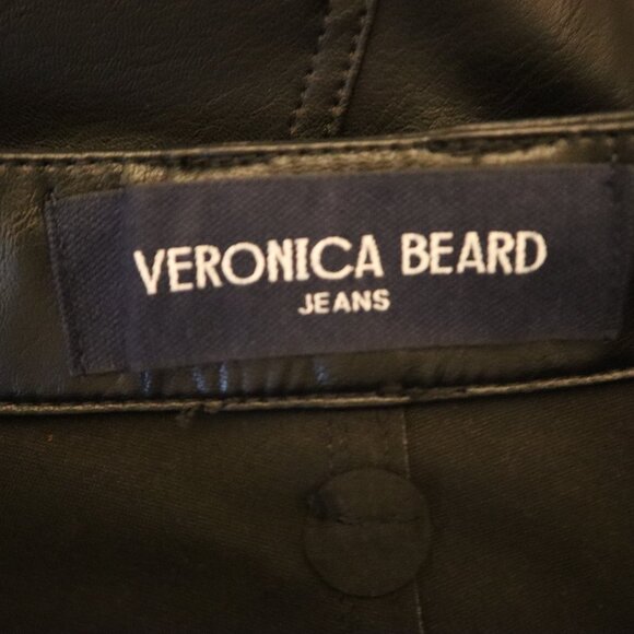 Veronica Beard Joey Pant Black Faux Leather Wide Leg Size 29 New without Tag - Picture 8 of 9